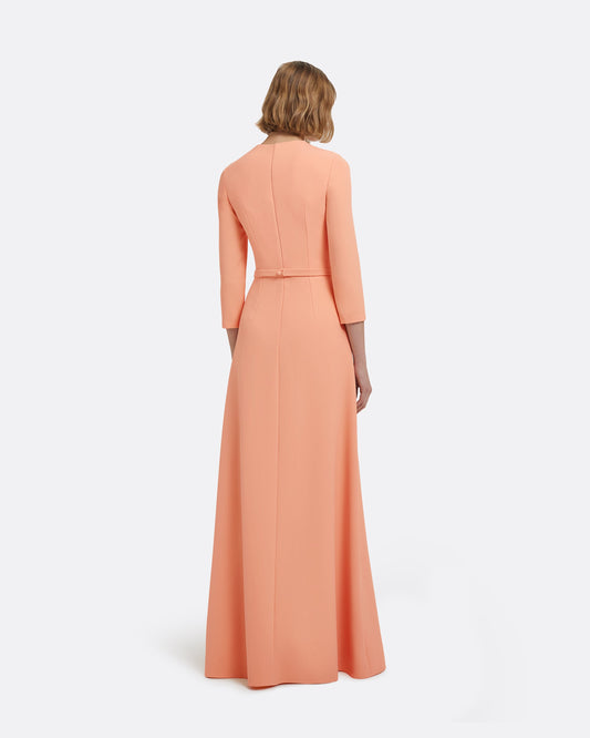 Aspen Long Dress in Apricot With Gunmetal Embellishment