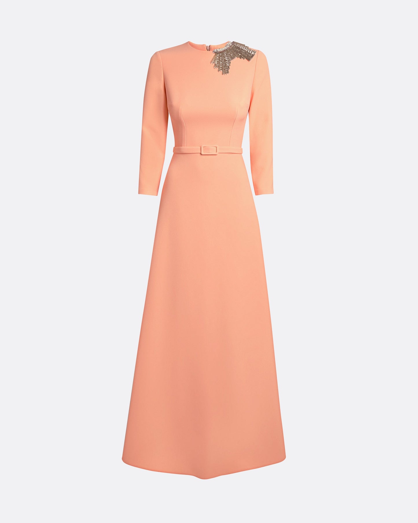Aspen Long Dress in Apricot With Gunmetal Embellishment