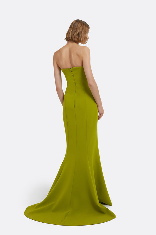 Angelina Long Dress in Woodbine with Embroidery