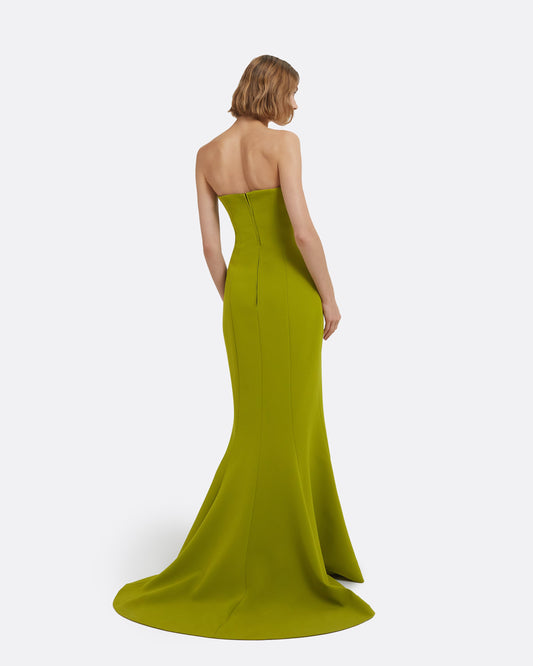 Angelina Long Dress in Woodbine with Embroidery