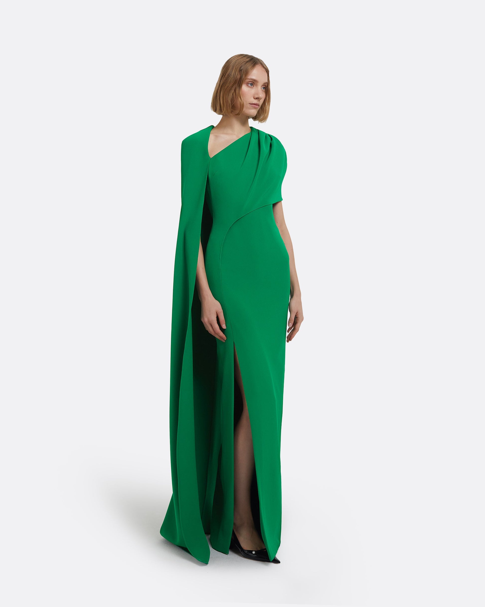 Contessa Long Dress in Jewel Green Maison Safiyaa USA Contessa Long Dress in Jewel Green Maison Safiyaa USA