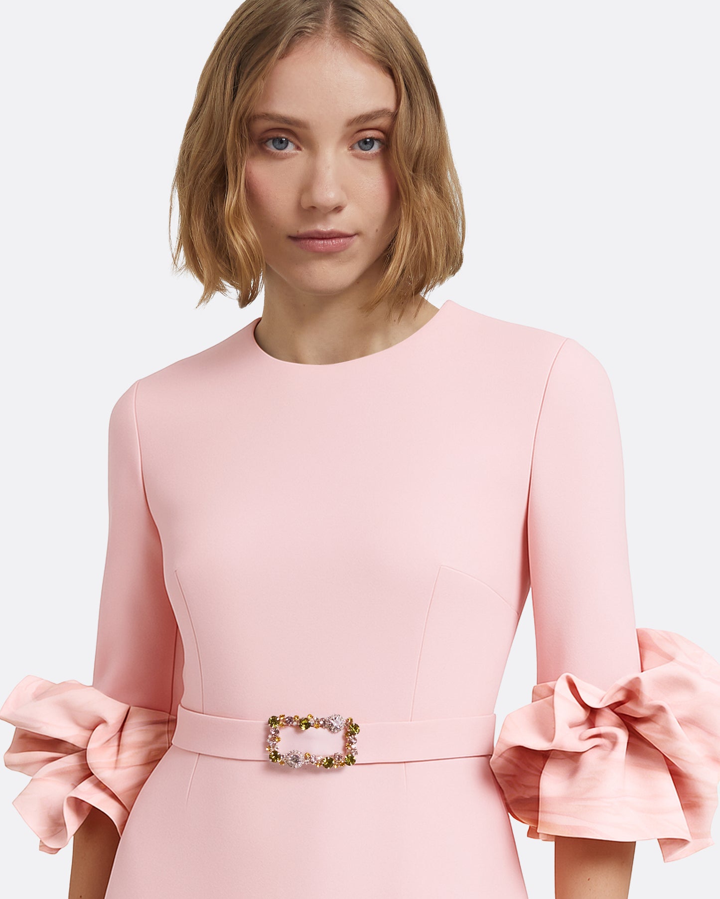 Belen Long Dress in Lychee with Embellished Belt