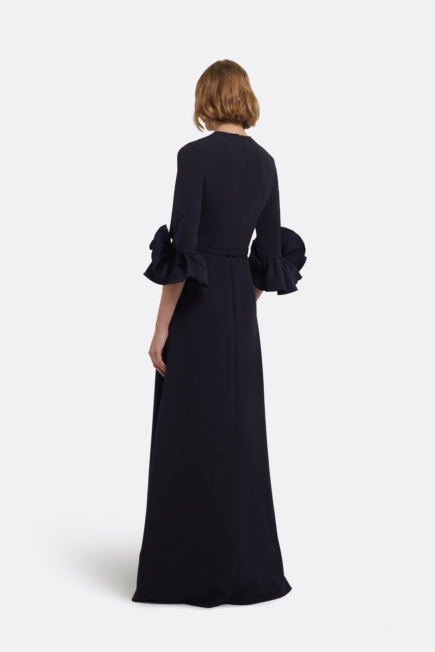Belen Long Dress in Midnight Navy with Embellished Belt