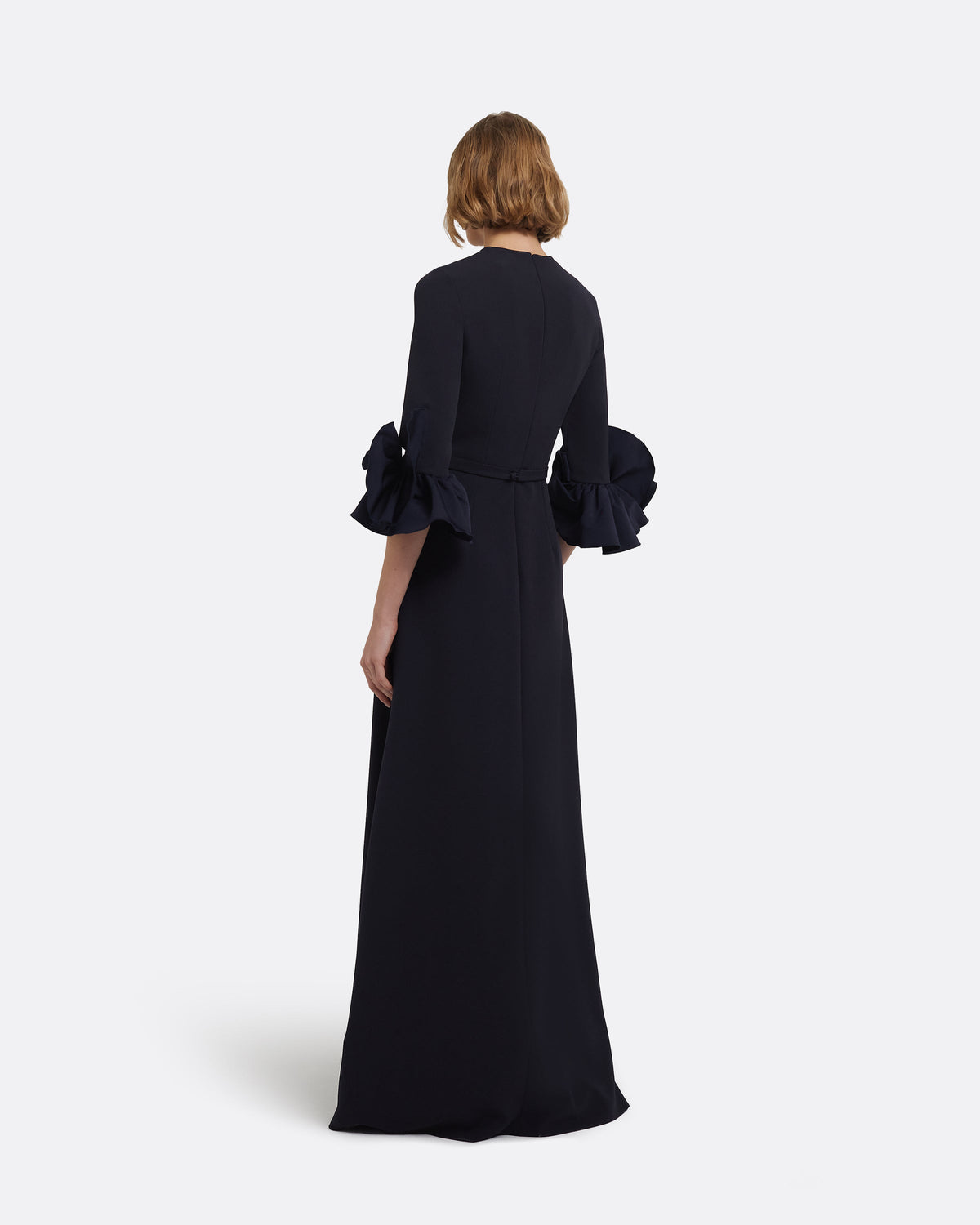 Belen Long Dress in Midnight Navy with Embellished Belt