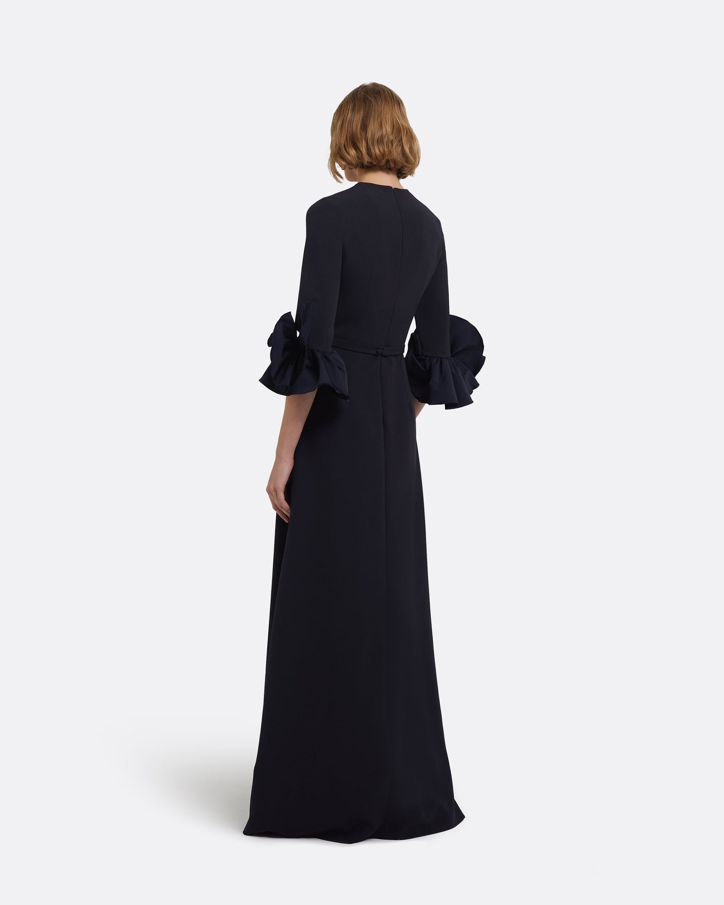Belen Long Dress in Midnight Navy with Embellished Belt