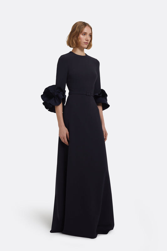 Belen Long Dress in Midnight Navy