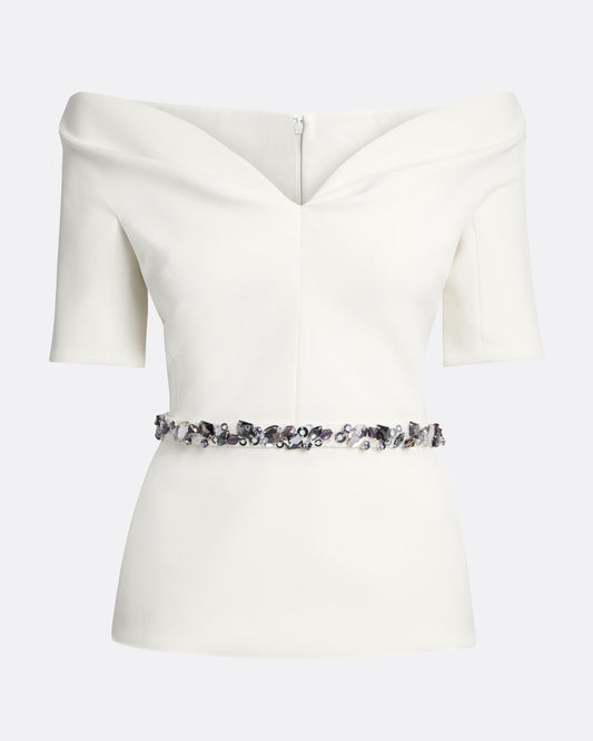 Lyddie Top in Ivory with Embellished Belt