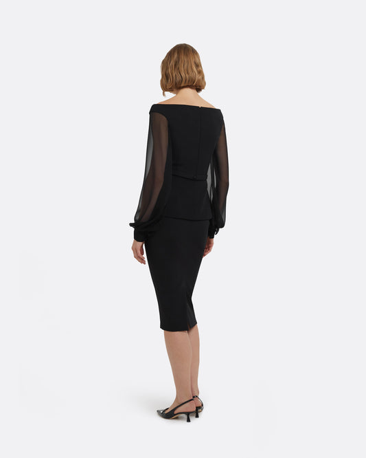 Hokoku Black Pencil Skirt