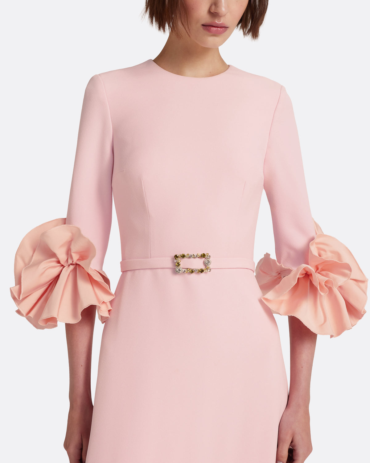 Belen Long Dress in Lychee with Embellished Belt