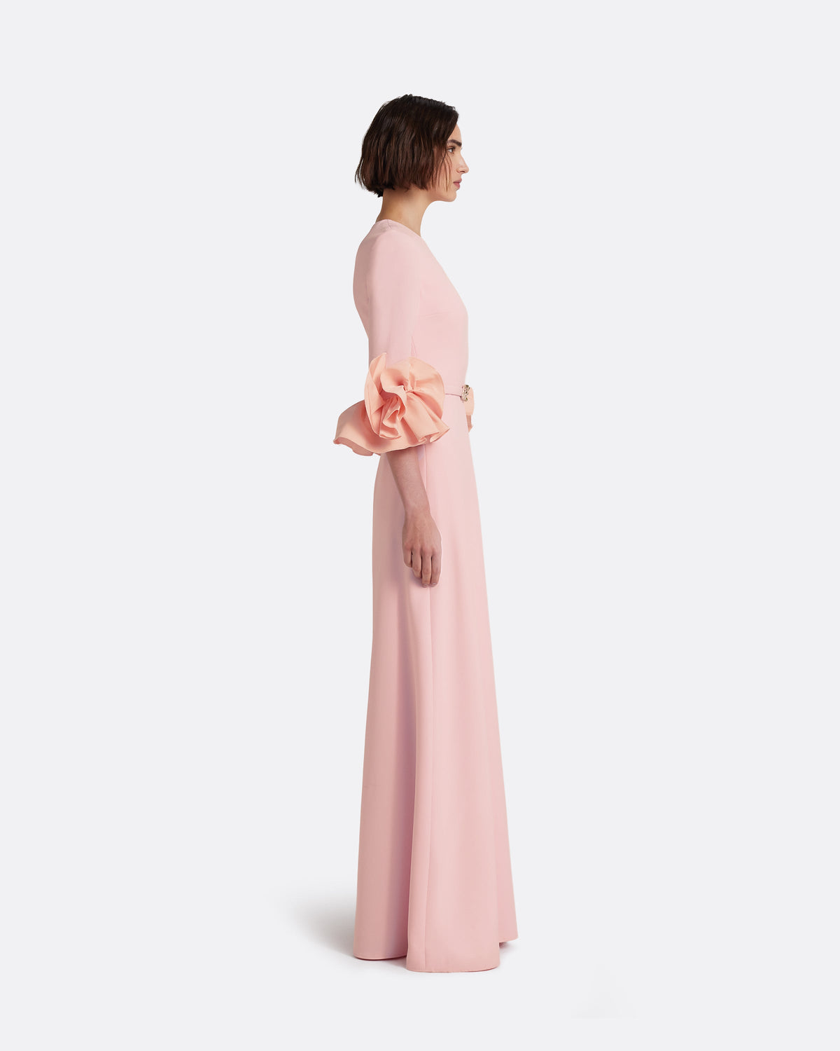Belen Long Dress in Lychee with Embellished Belt