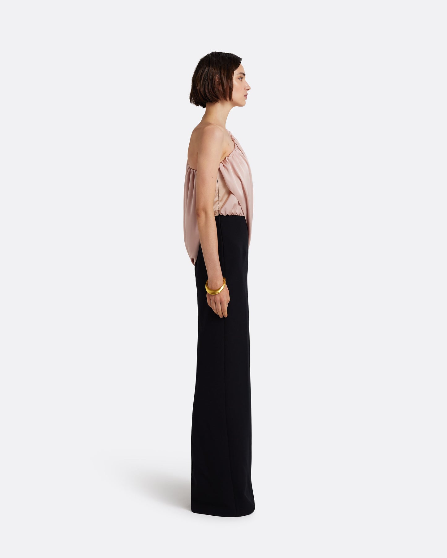 Ines Long Dress in Ballet Pink on Black