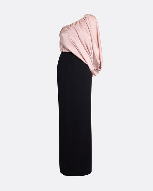 Ines Long Dress in Ballet Pink on Black