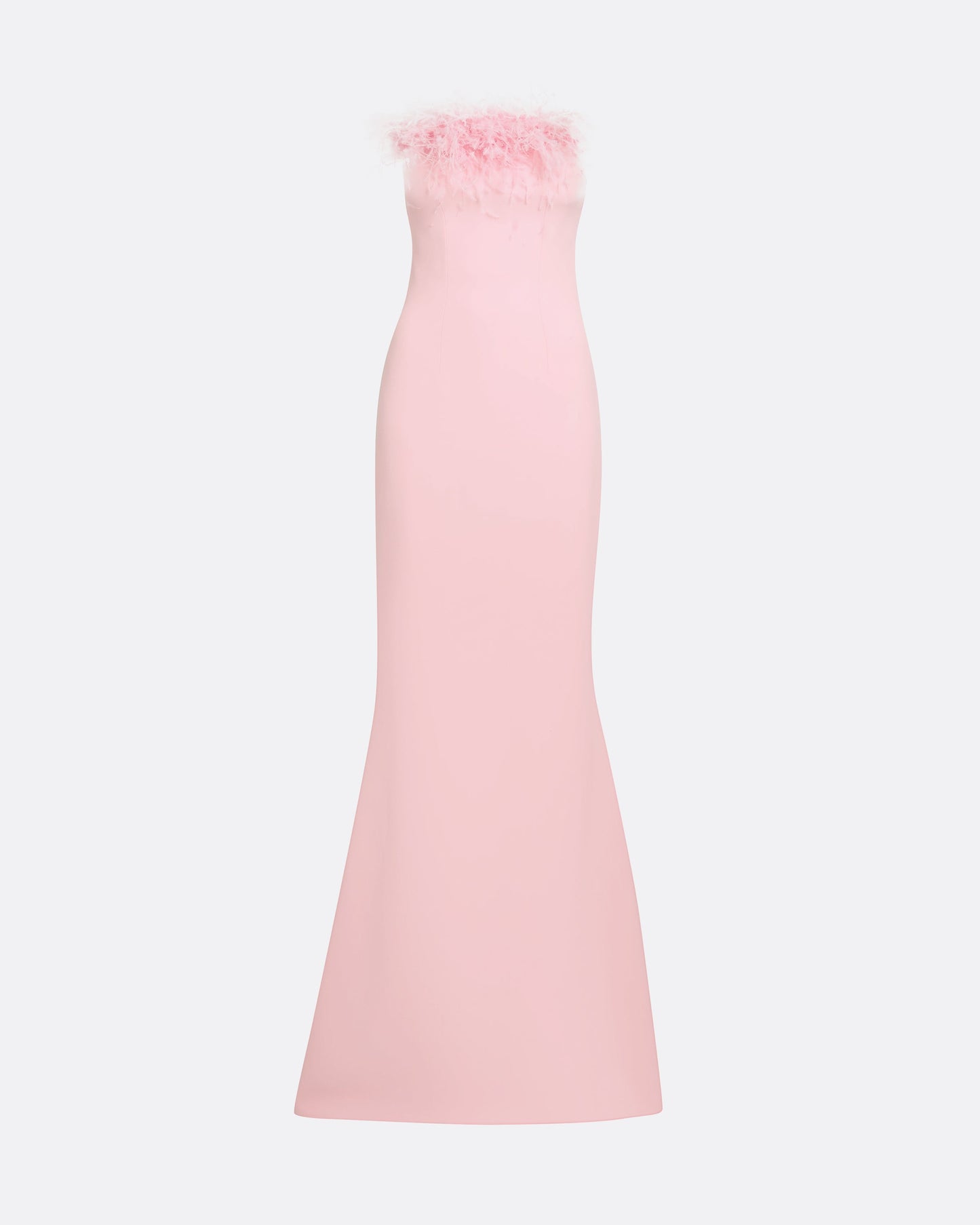Soshin Long Dress in Lychee with Feathers