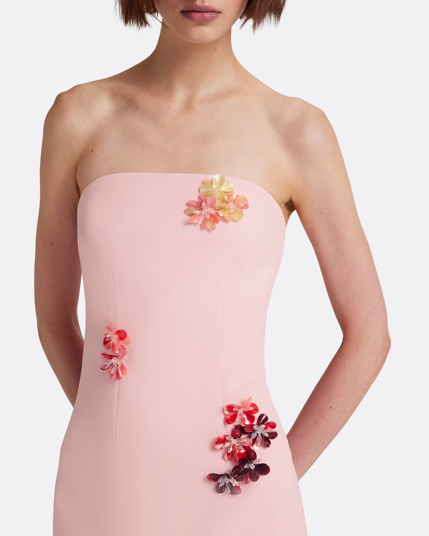 Soshin Long Dress in Lychee with Embroidery