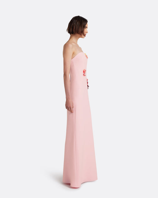 Soshin Long Dress in Lychee with Embroidery