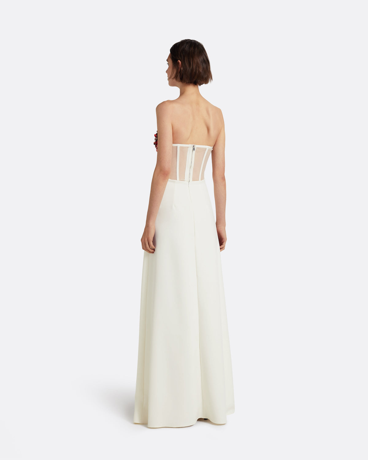 Siena Long Dress in Ivory with Multi-pinks