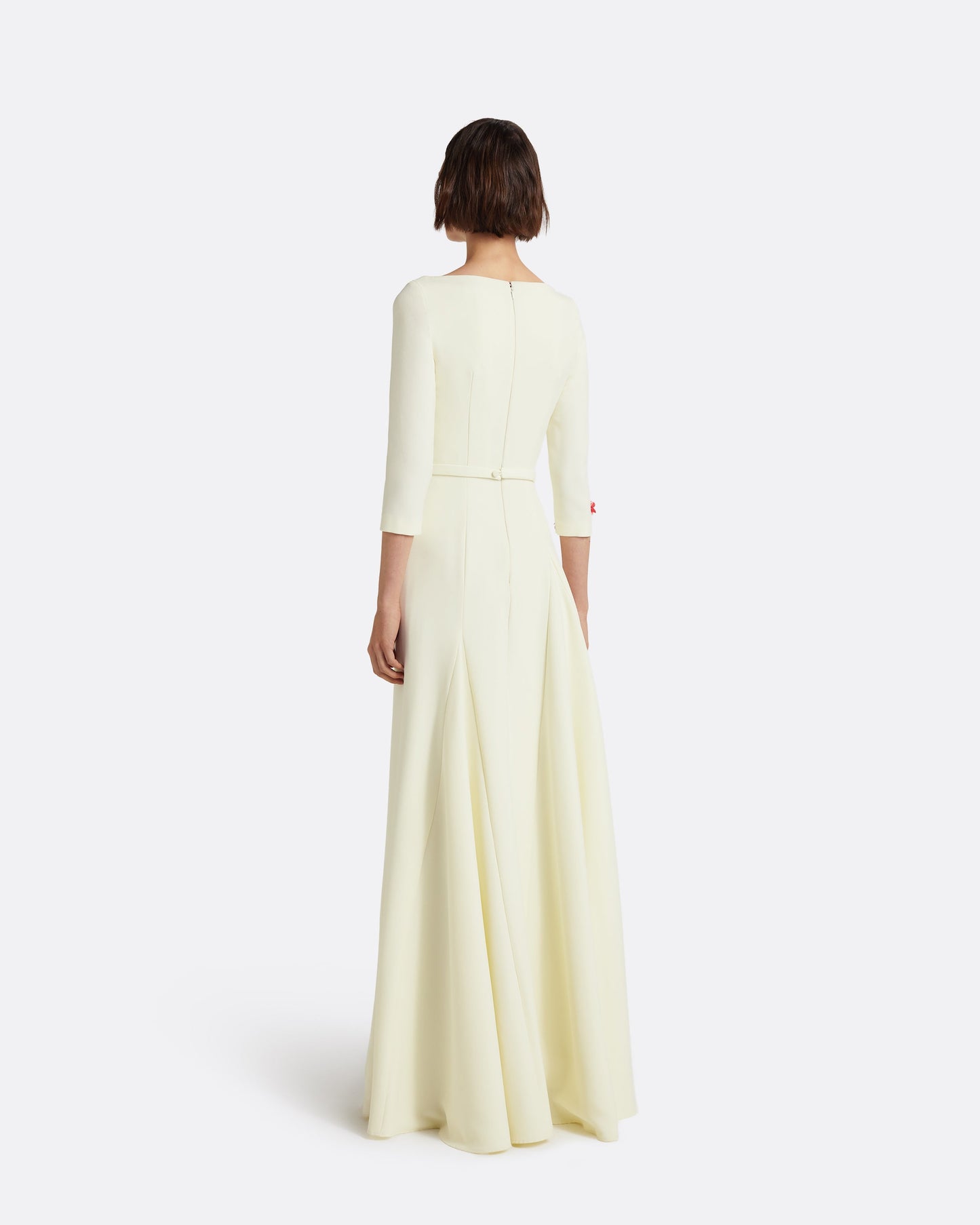 Emilia Long Dress in Sorbet with Pink Embroidery