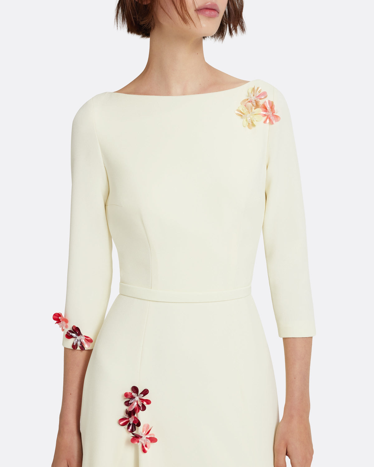 Emilia Long Dress in Sorbet with Pink Embroidery