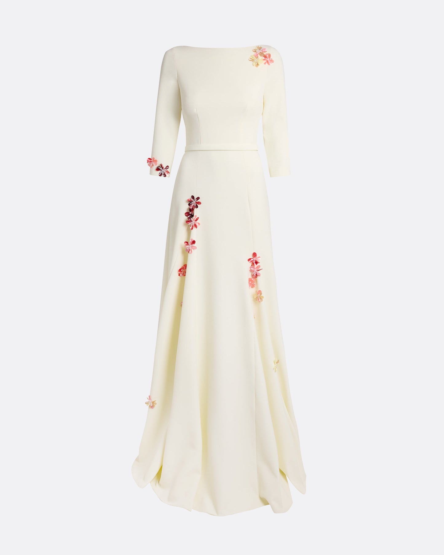 Emilia Long Dress in Sorbet with Pink Embroidery