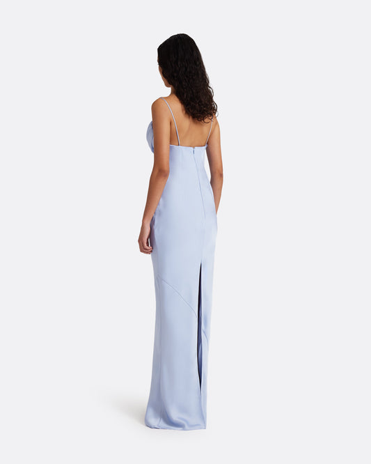 Jules Long Dress in Soft Sky with Crystal Embellishment