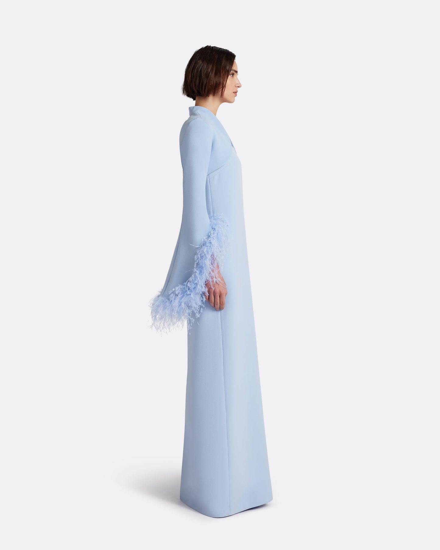 Elise Harness in Soft Sky with Feathers