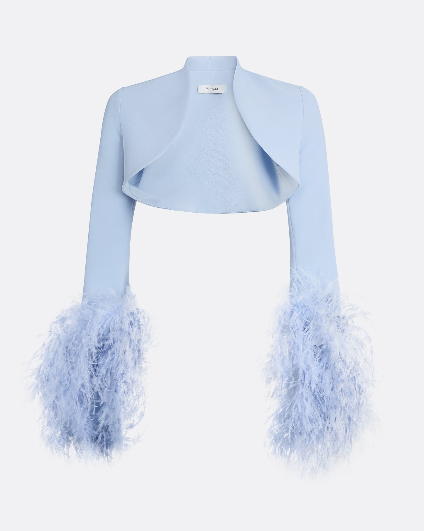 Elise Harness in Soft Sky with Feathers