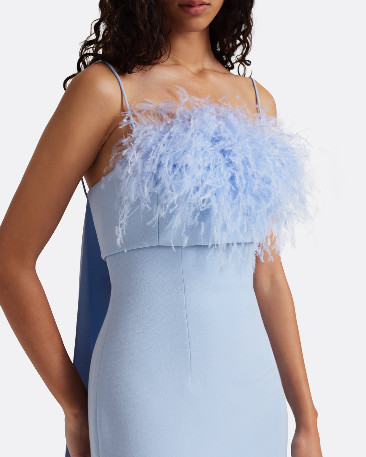 Krista Harness in Soft Sky with Feathers