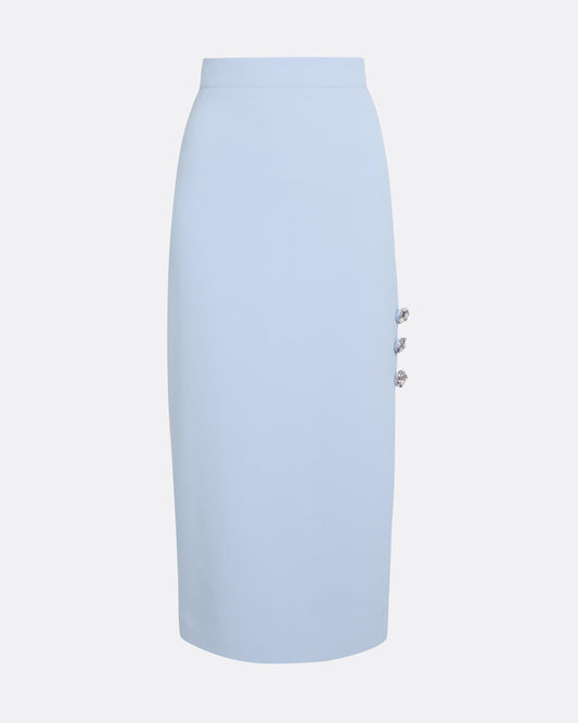 Georgie Skirt in Soft Sky with Crystal Buttons