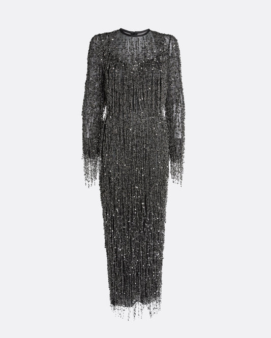 Lyran Midi Dress in Black with Gunmetal