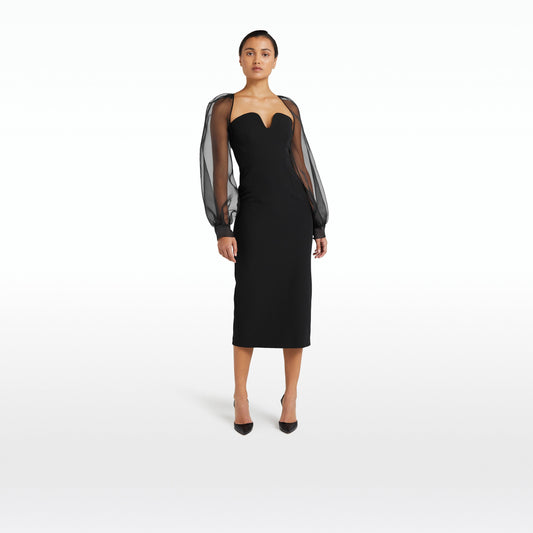 Catalina Black Midi Dress