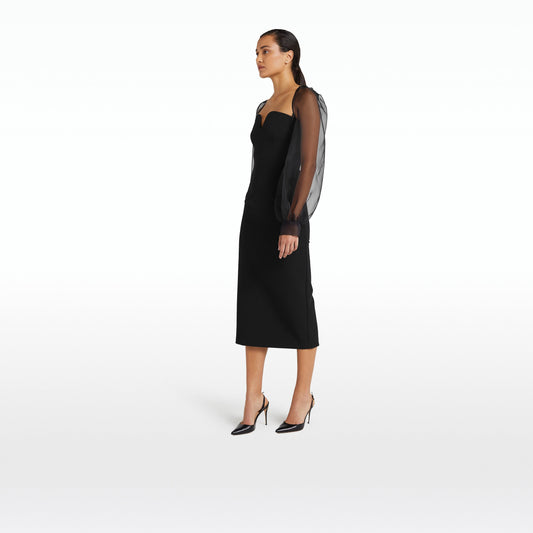 Catalina Black Midi Dress