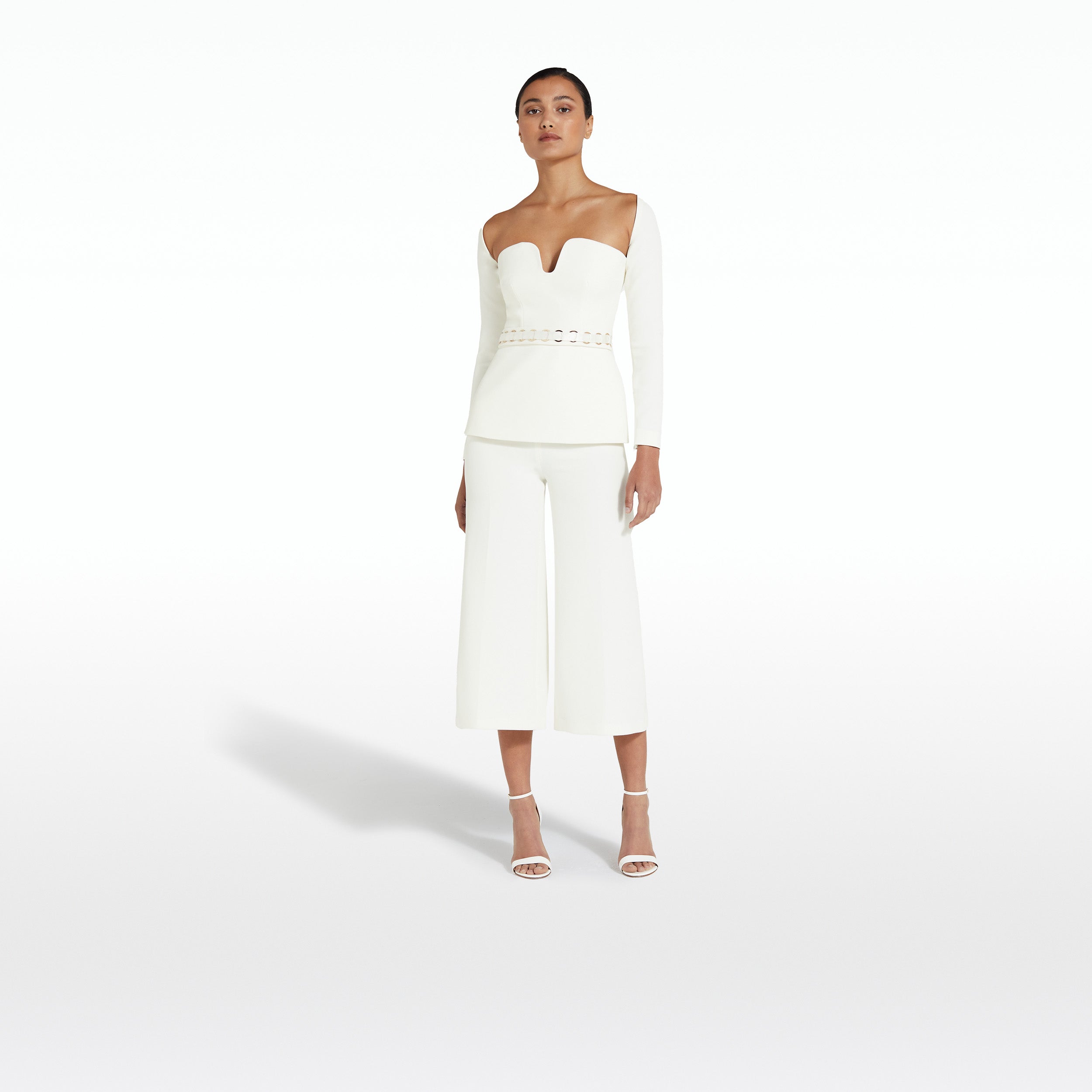 Zoe Ivory Top With Embroidered Belt