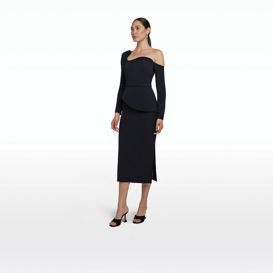 Constanza Black Midi Dress