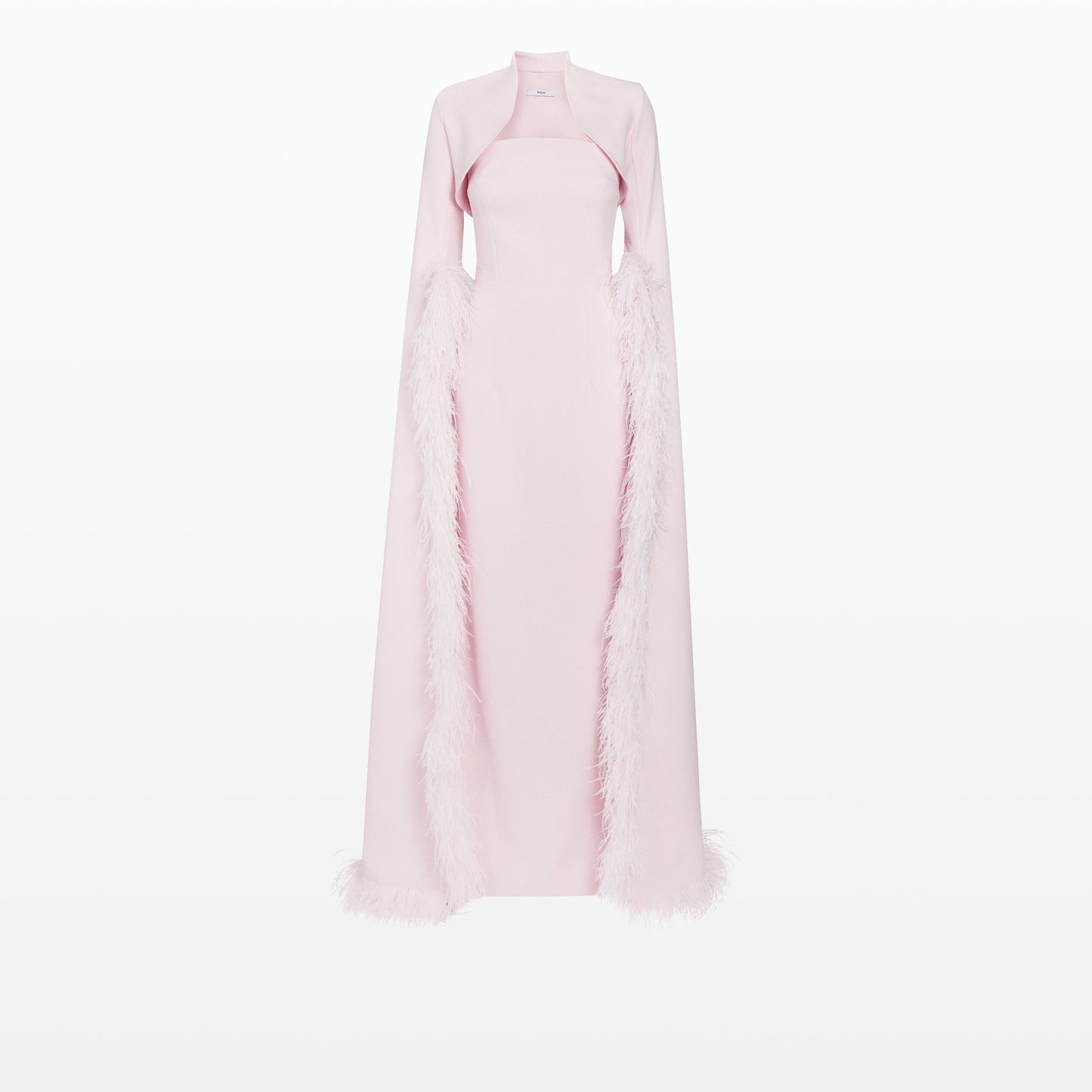 Amari Pale Pink Feather-Trimmed Bolero With Soshin Dress