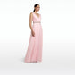Enrica Barely Pink Long Dress With embroidered Belt