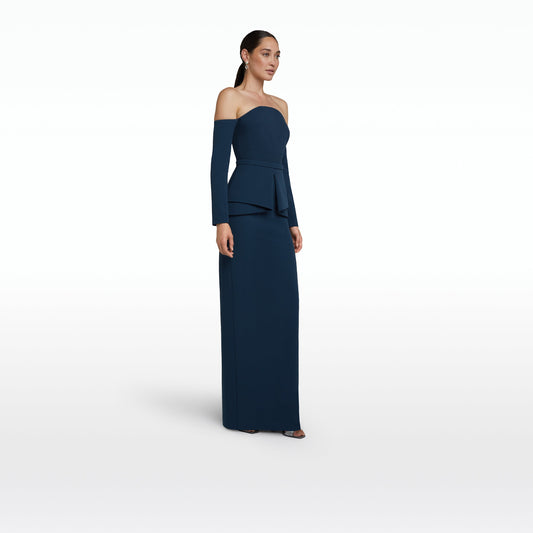 Giuliana Ink Blue Long Dress