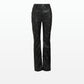 Flora Black Vegan Leather Embroidered Trousers