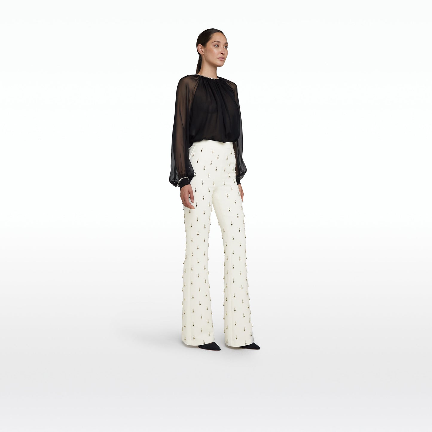 Alexa Ivory Embroidered Trousers