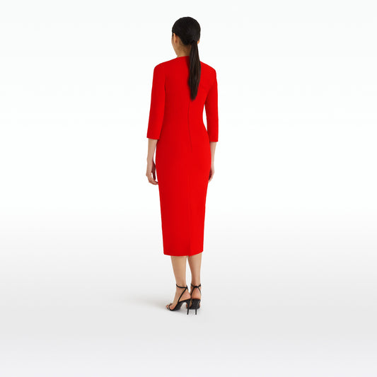 Duan Cherry Red Midi Dress