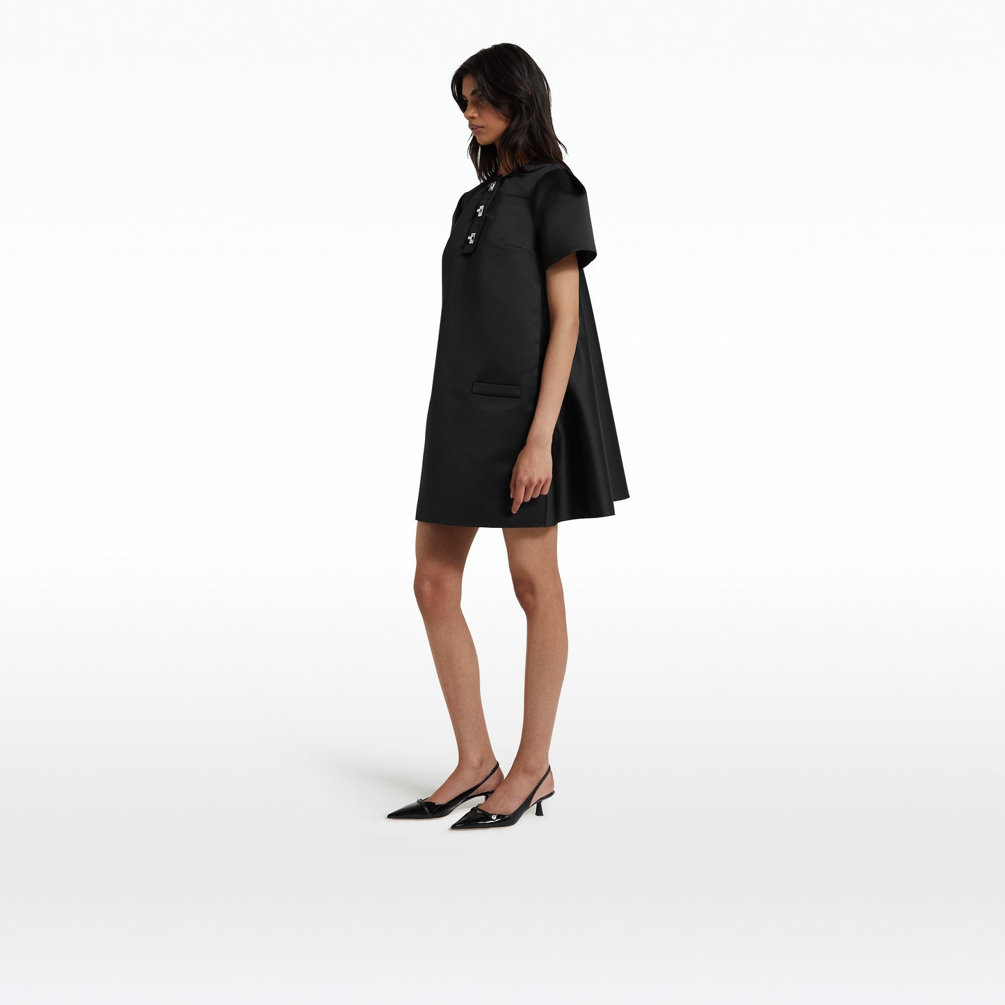 Damla Black Short Dress