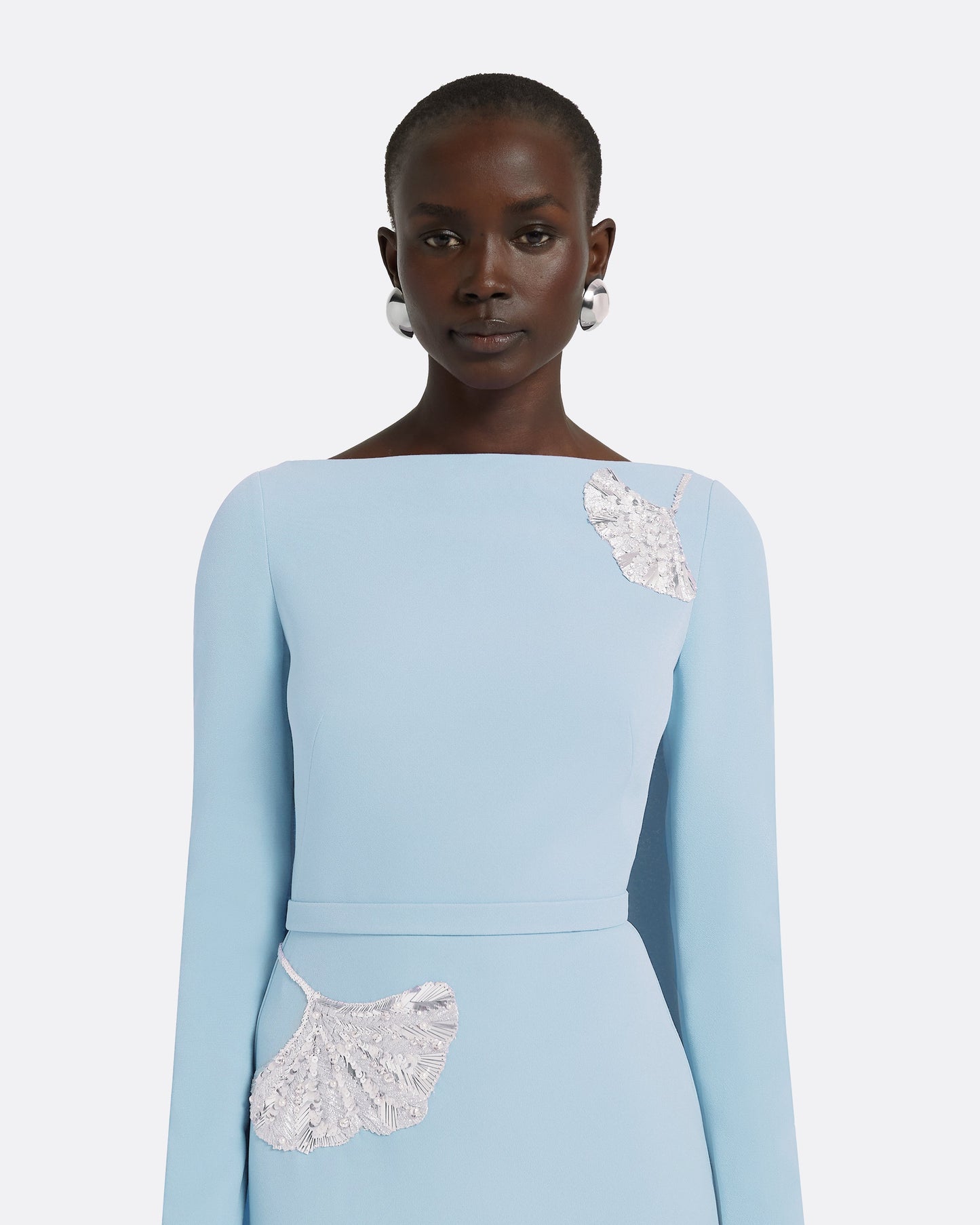 pale blue dress Mina Midi Dress, in Baby Luxe Satin, Size: 2XL | Show Me Your Mumu Shoulder Maxi Dress bring wherever you go will be absolutely irresistible Safiyaa - Ginevra Pale Blue