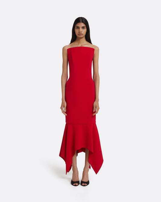 Tegan Midi Dress in Crimson