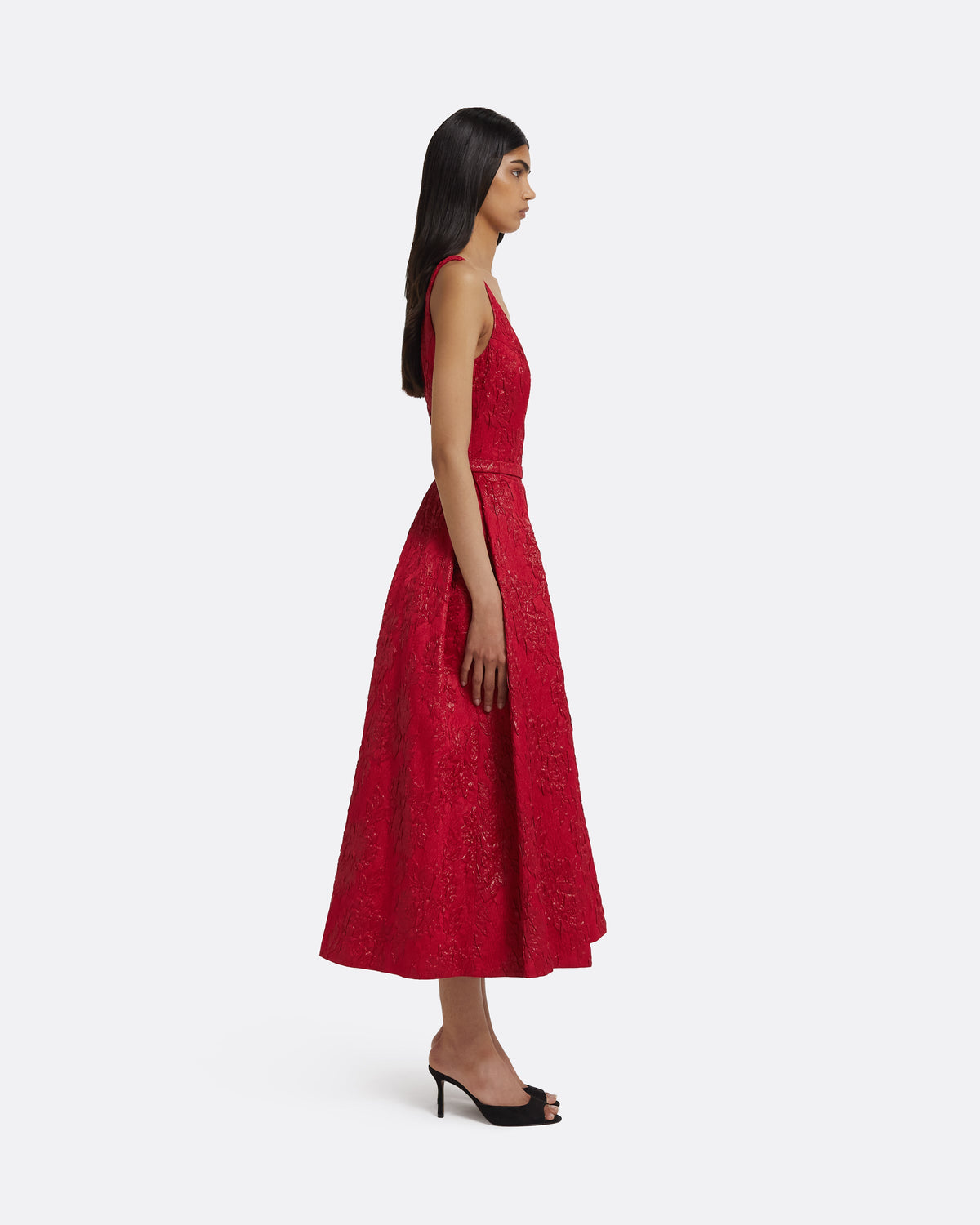 Asher Midi Dress in Crimson