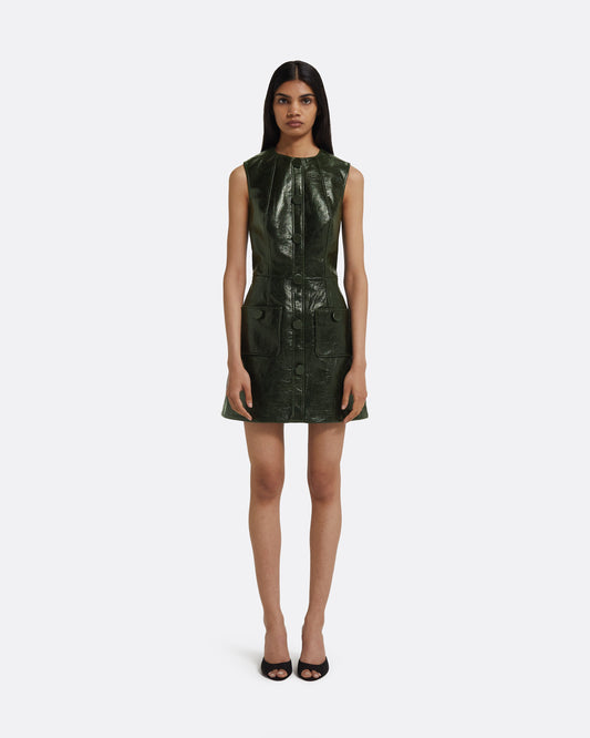 Hunter Mini Dress in Collard Green