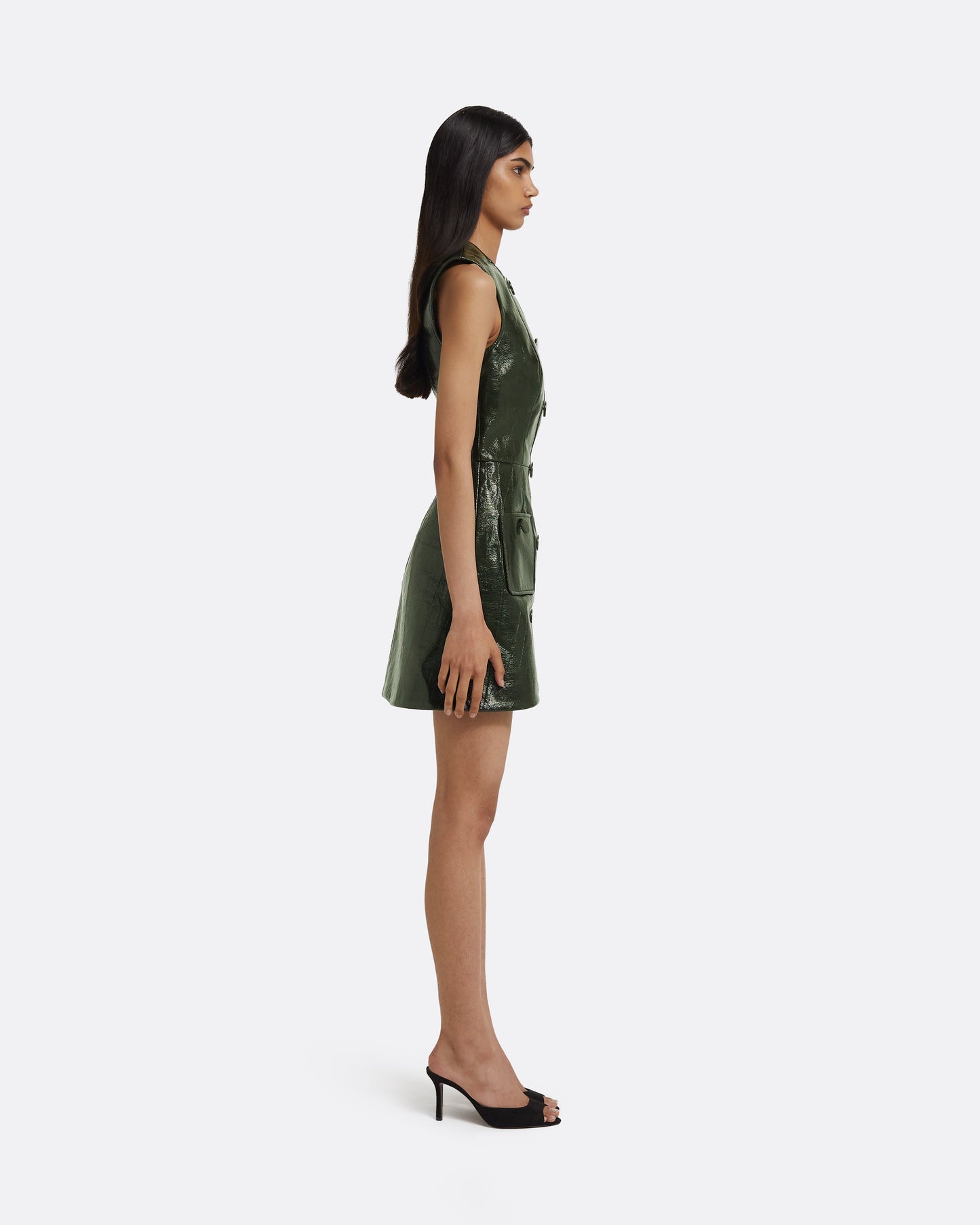 Hunter Mini Dress in Collard Green