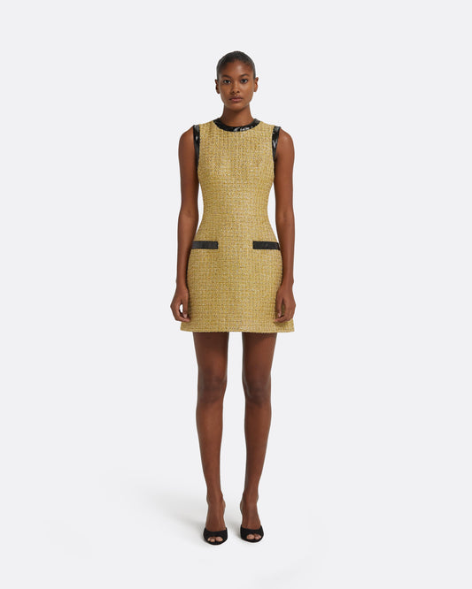 Hailey Short Dress in Black on Yellow Gold