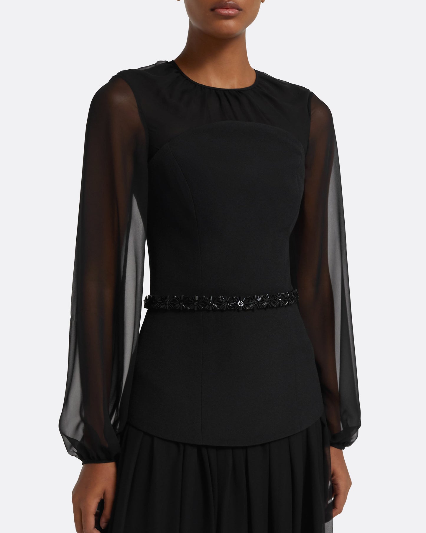 Finley Long Dress in Black & Embellished Belt