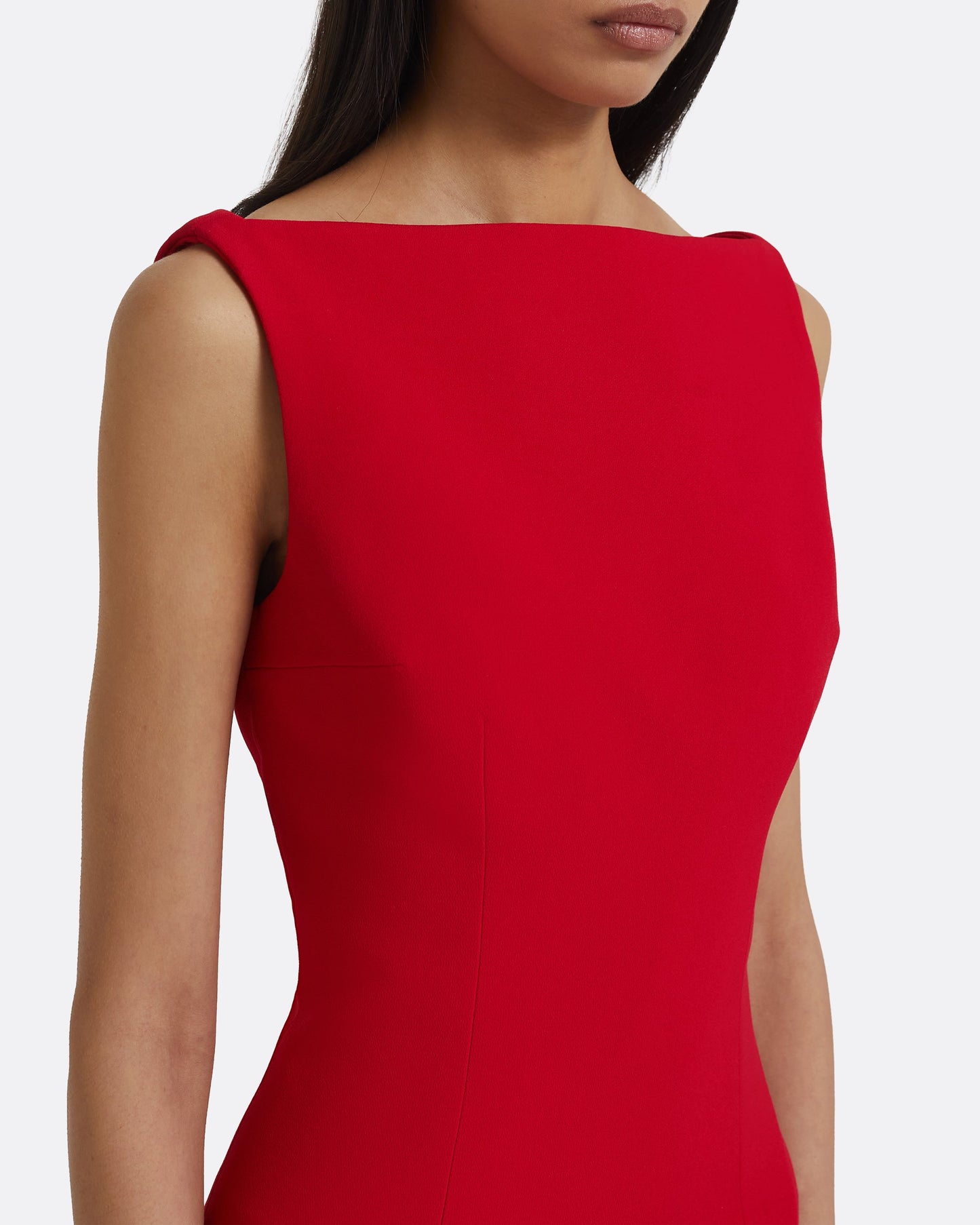 Sloane Long Dress in Lacquer Red on Crimson