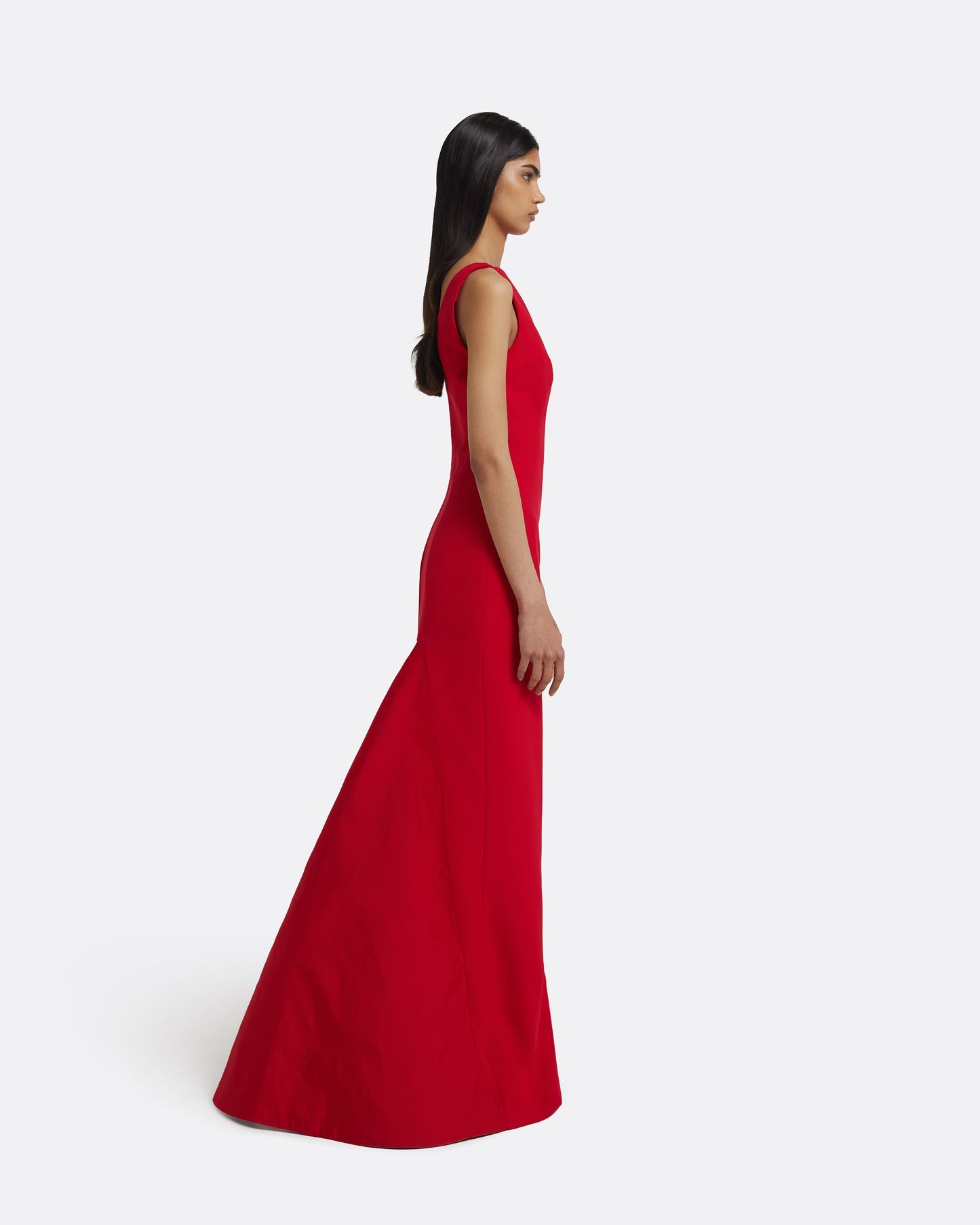 Sloane Long Dress in Lacquer Red on Crimson
