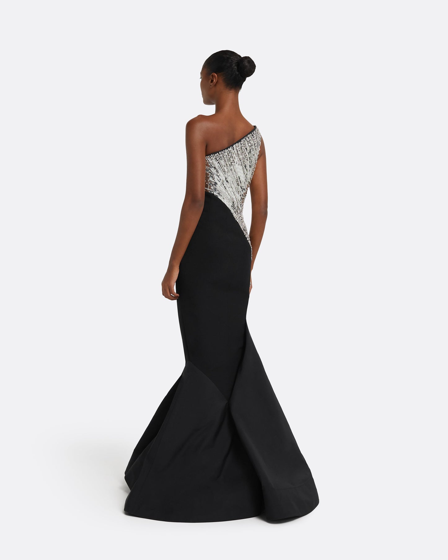 Tia Dress Long in Black with Crystal